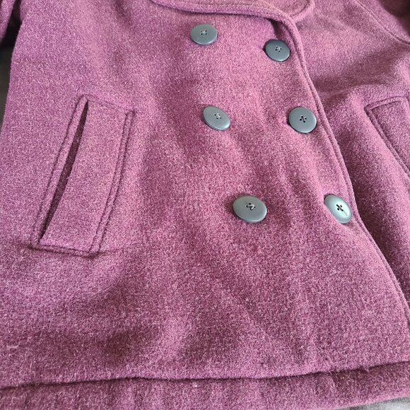 Woolrich Women's Peacoat Size Medium Double-Breasted Purple Wool Blend - Picture 7 of 13